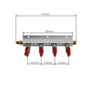 CO2 Verteiler - 4 Abgänge mit Gewinde