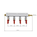 CO2 Verteiler - 4 Abgänge mit Anschlusstüllen