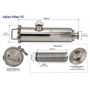 Inline Filter Edelstahl 1,5" Tri-Clamp – Filtereinsatz nach Auswahl